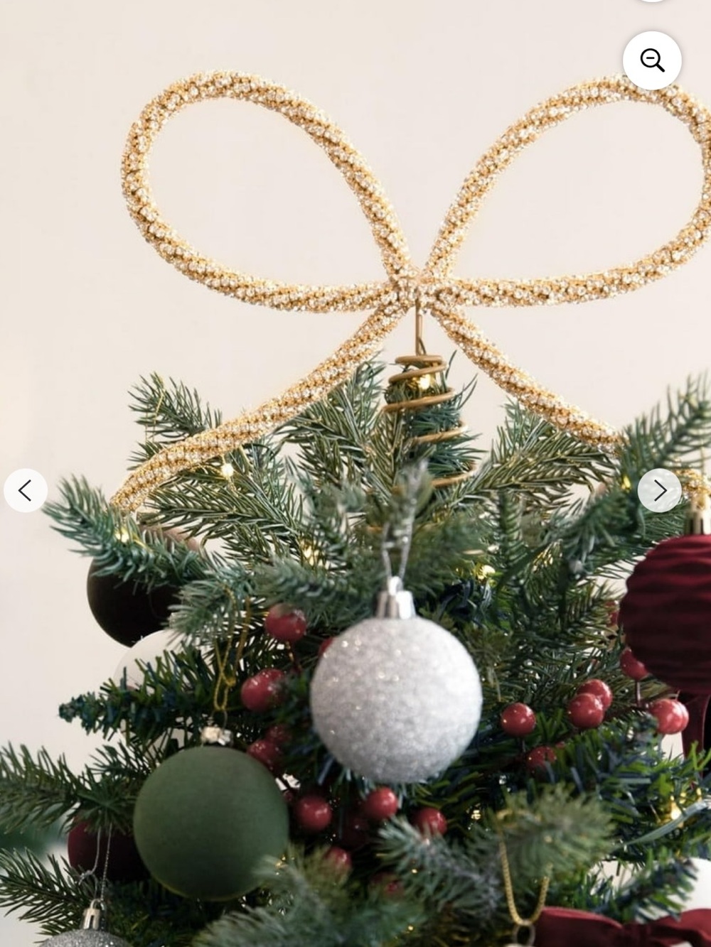 Elegant Gold Rhinestone Bow  Christmas Tree Topper  NWT